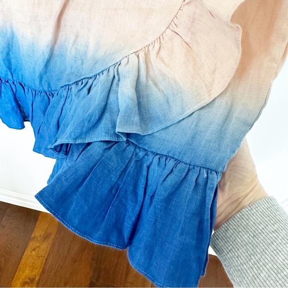 Young Fabulous & Broke Women’s Flutter Dip Dye Linen Ruffle Wrap Mini Skirt Sz S - Picture 10 of 13